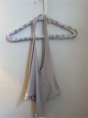 Oh Polly Taupe Halter-Style Bodysuit